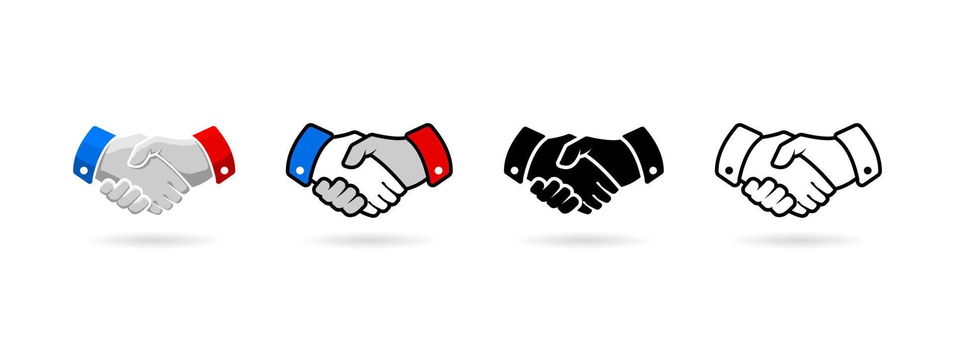 handshake illustration design in 4 style. Handshake silhouette design vector