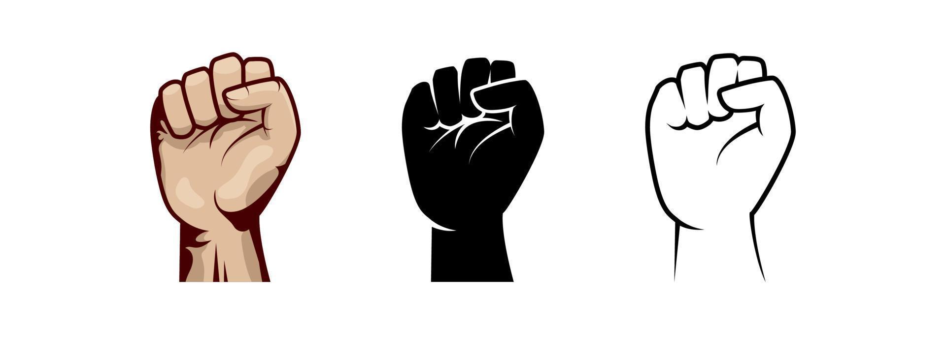 Clenched fist hand vector silhouette. Revolution illustration for poster design