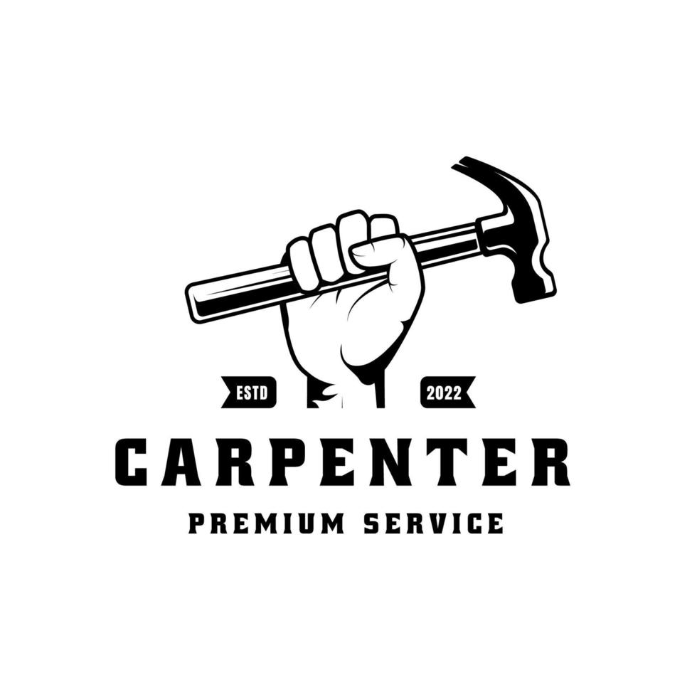 Carpenter logo design in rustic retro vintage style. Handyman logo design vector