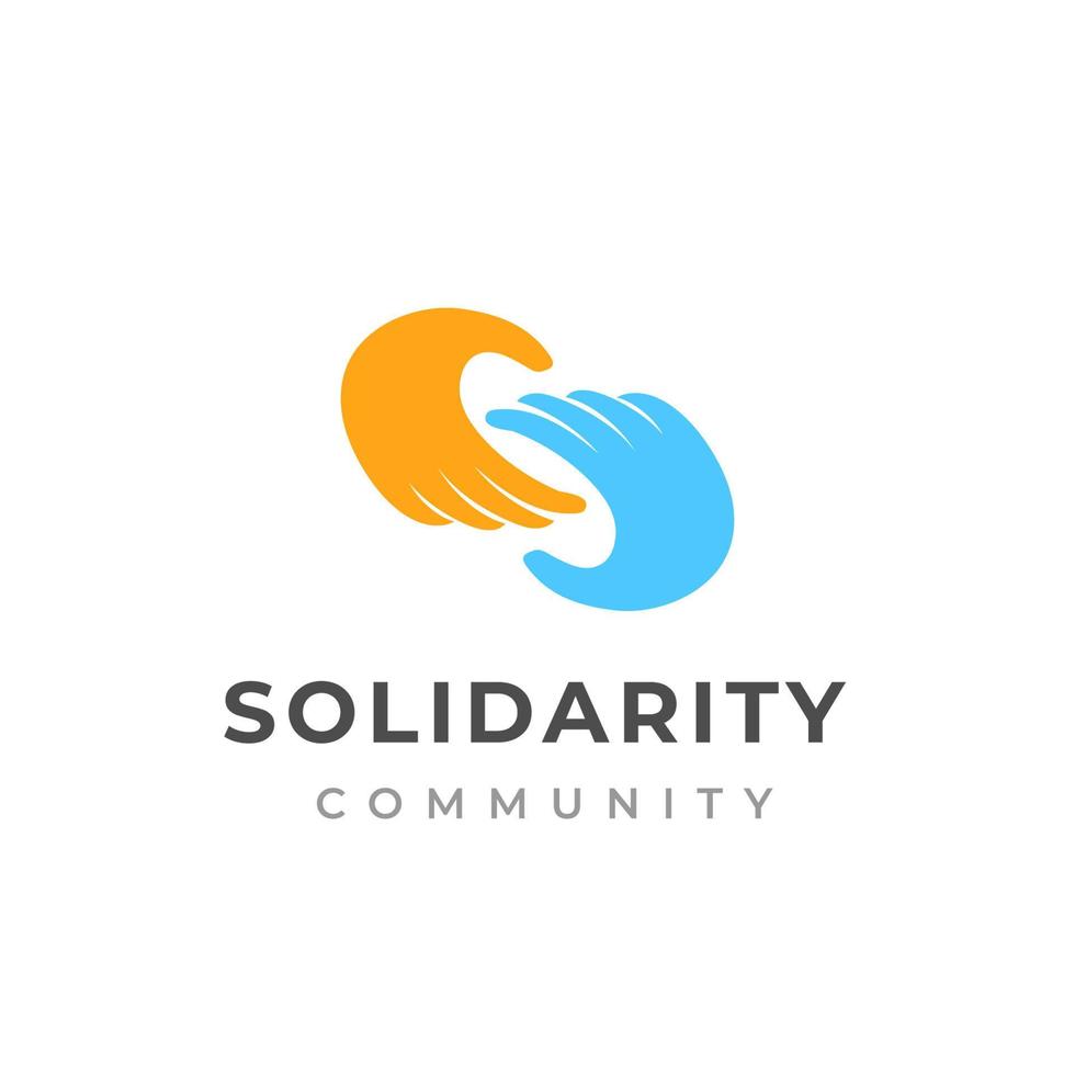 people care and solidarity logo design. Hand care logo vector