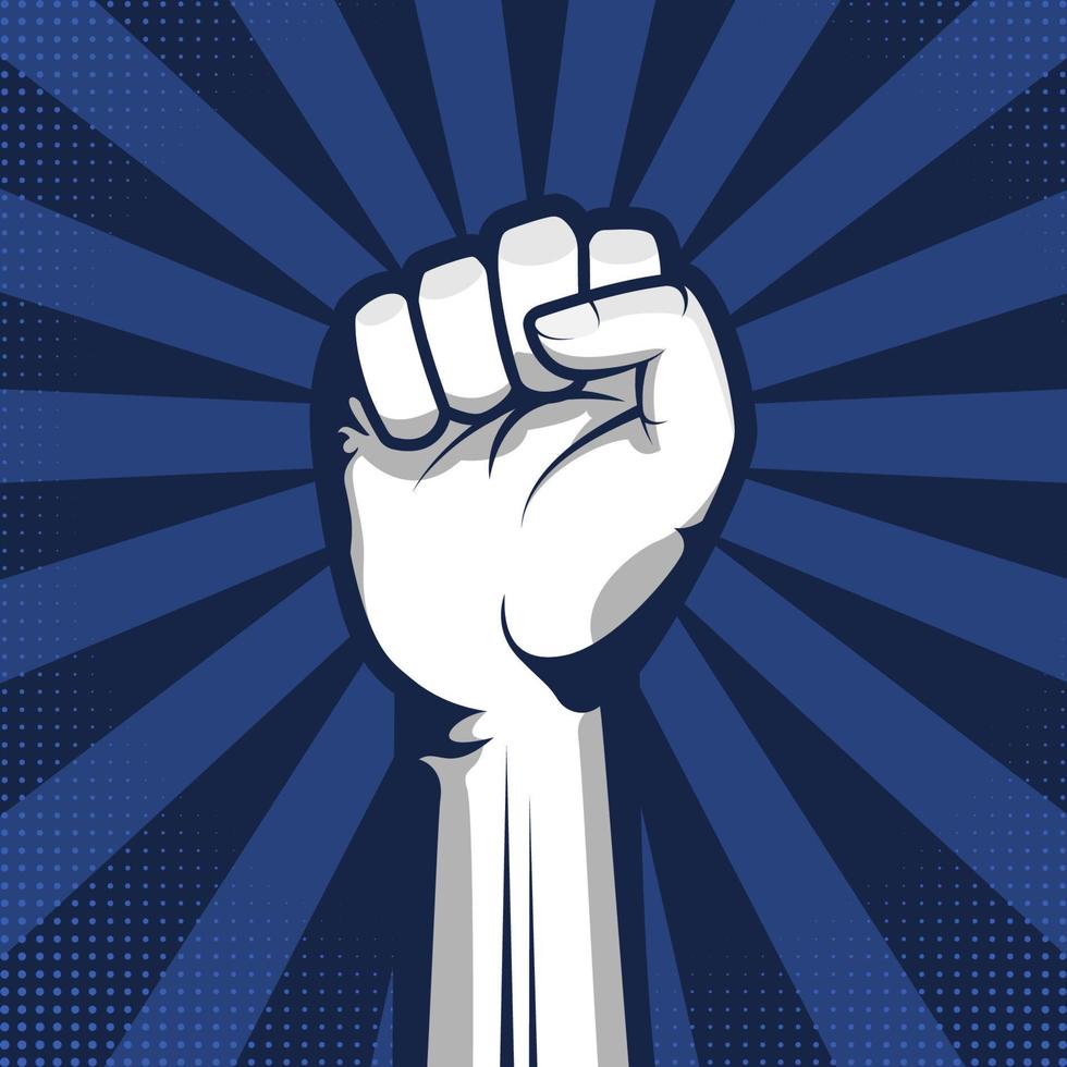 Clenched fist hand vector illustration. Revolution illustration for poster design.