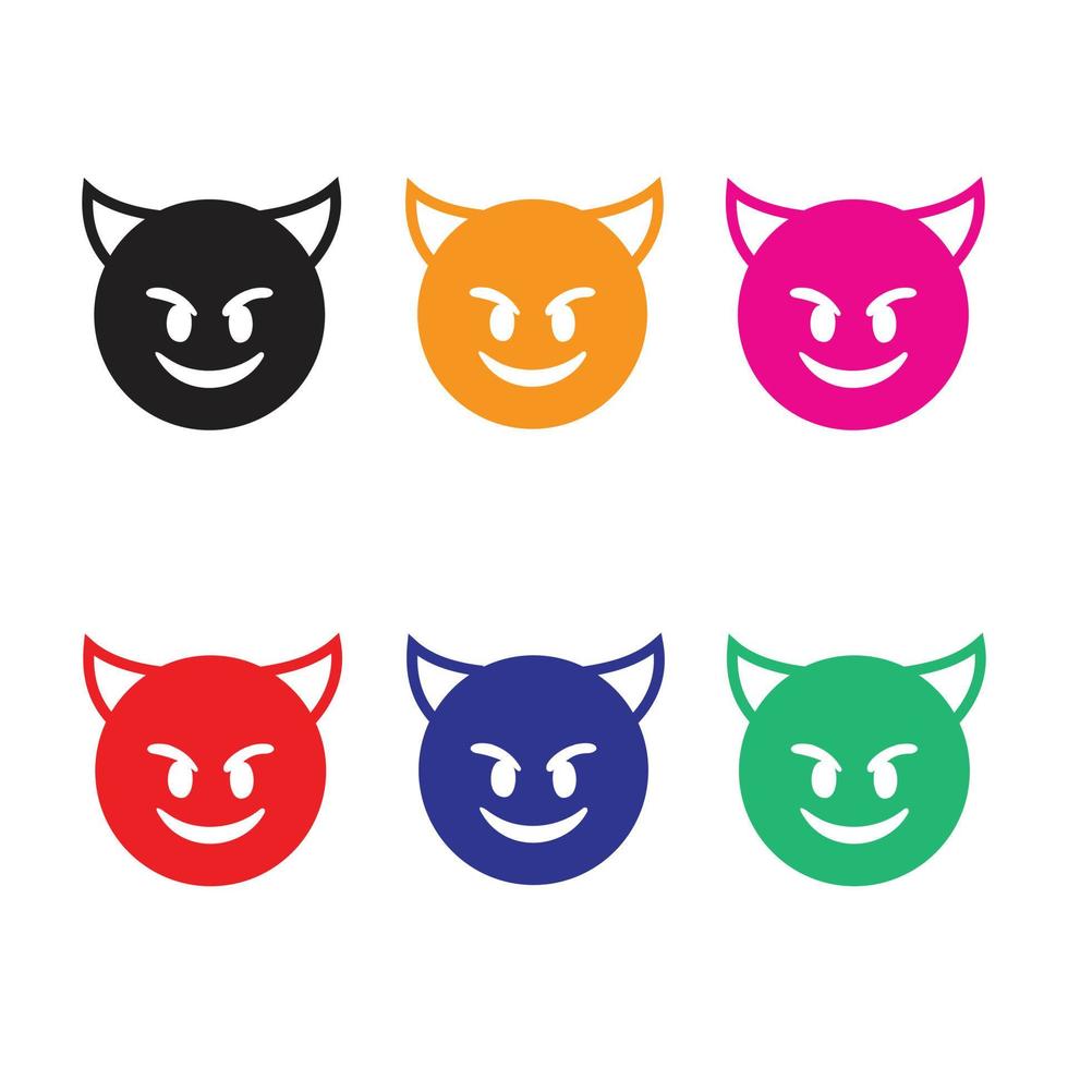 Set of devil emojis. Simple devil icon. Simple thin line, outline vector of emoji icons for ui and ux, website or mobile application