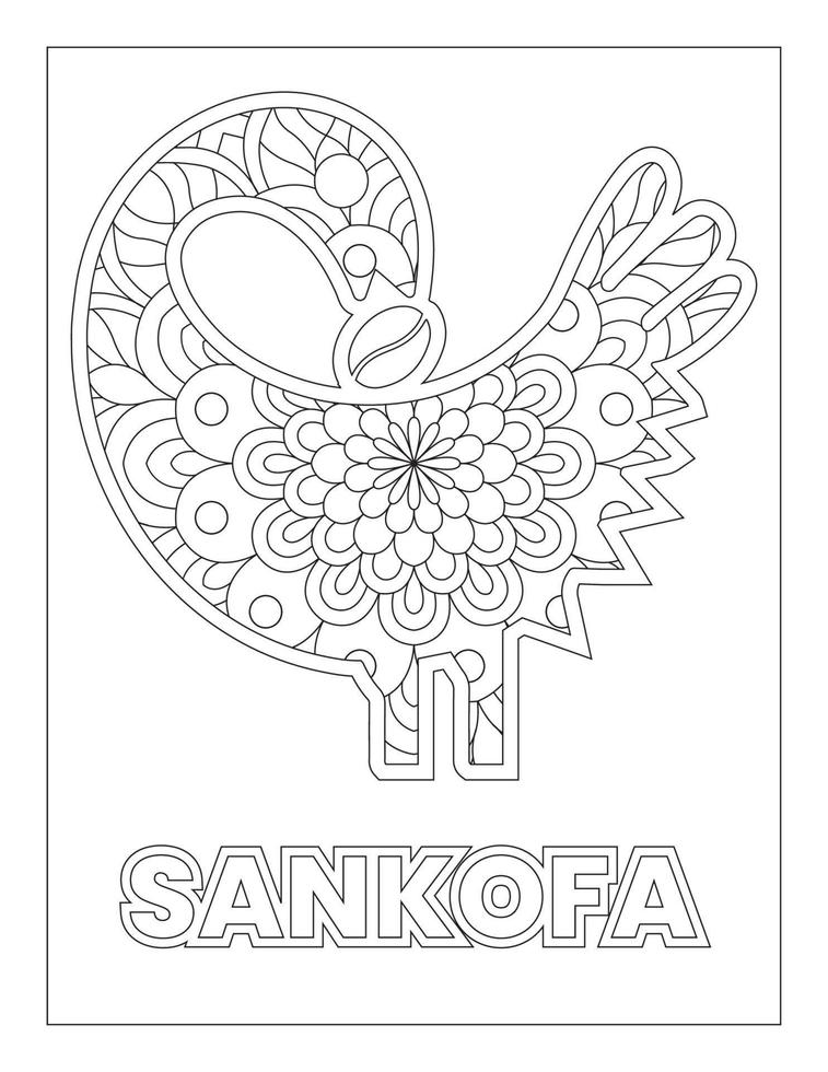 African Adinkra Symbols Coloring Page Sankofe vector
