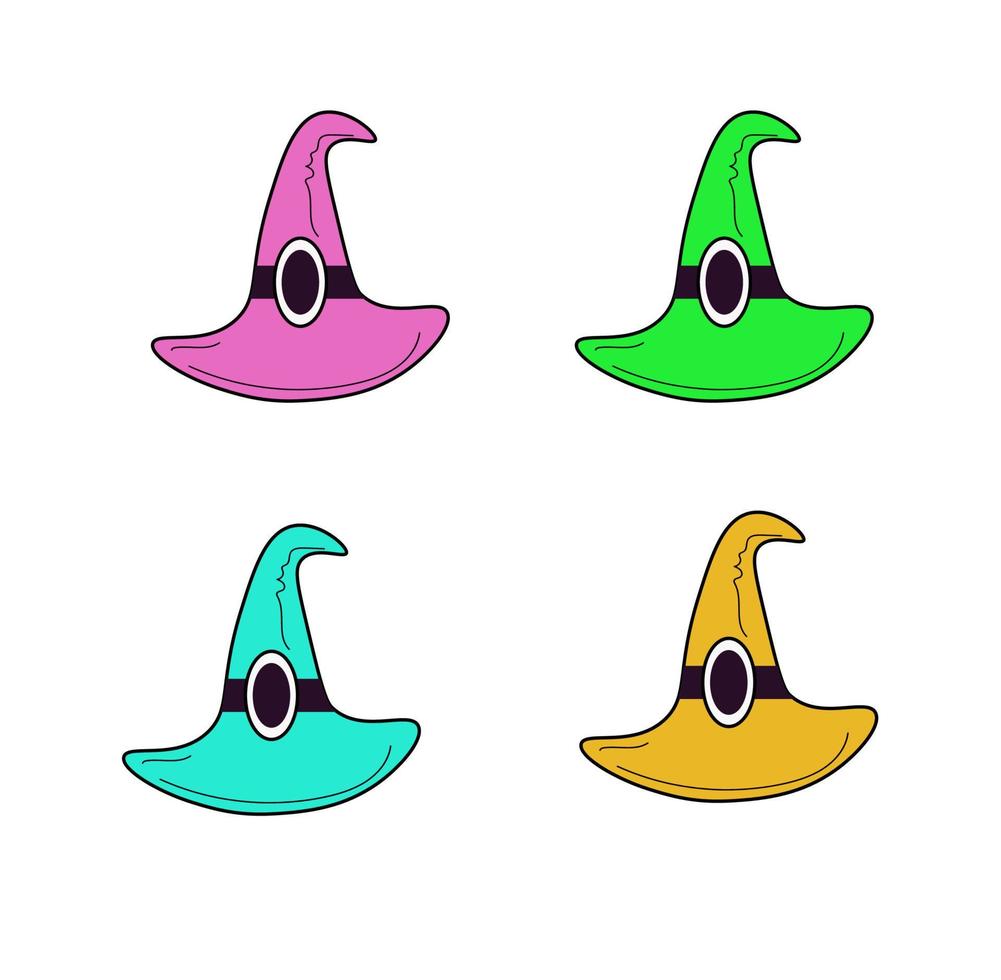 Doodle witch hat. Cartoon doodle illustration on white background vector