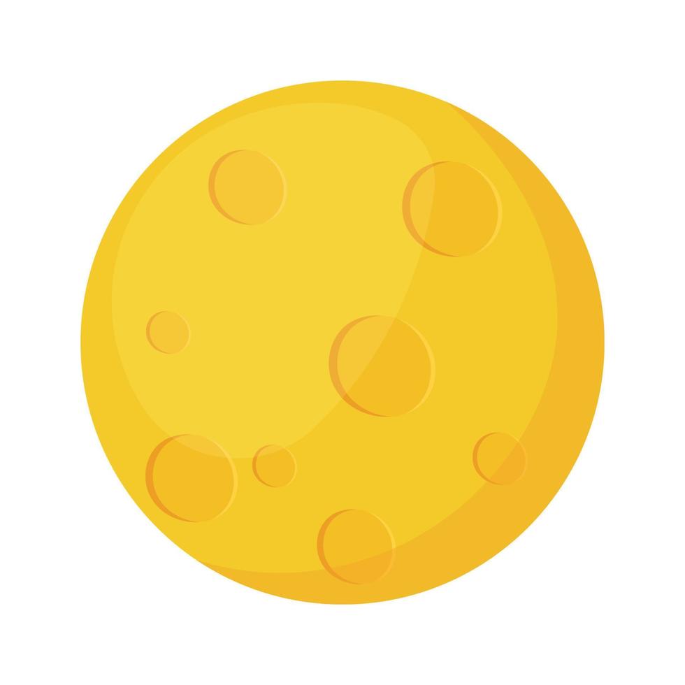Flat Full Moon Icon Clipart Drawing Vector Graphic Illustration Design with Animated Cartoon Texture