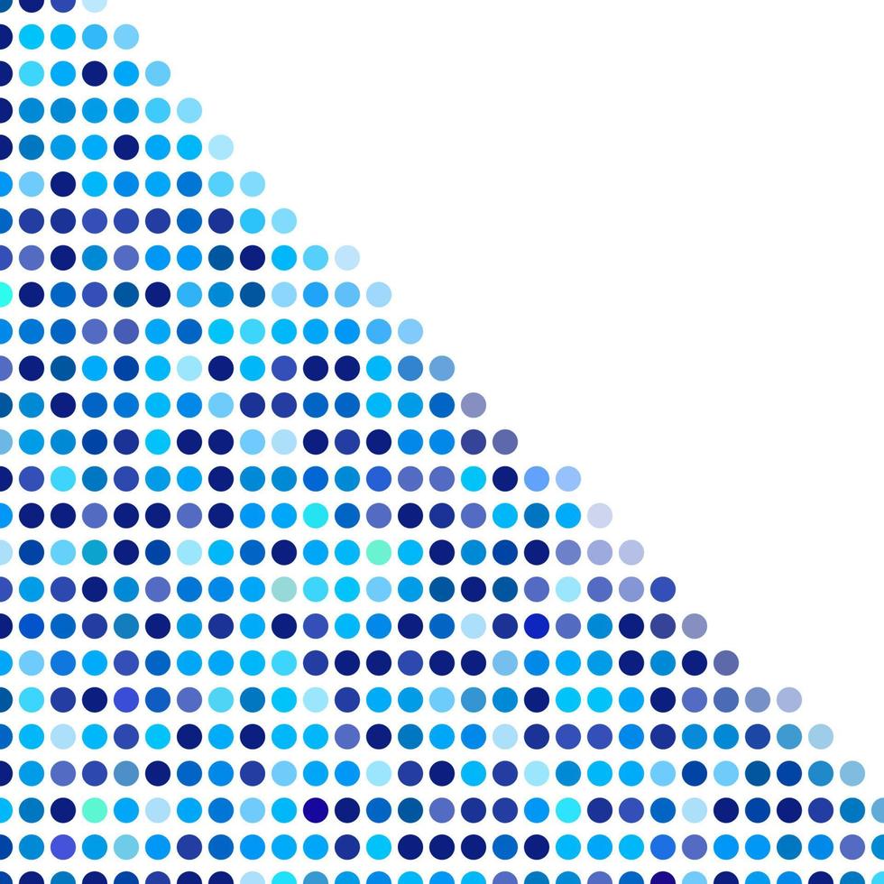 fondo de mosaico círculos aleatorios de color azul claro y oscuro, patrón vectorial de lunares, patrón versátil neutro para el diseño de estilo tecno empresarial. vector
