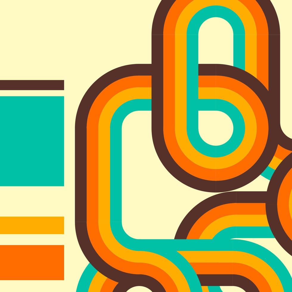 Abstract retro background, digital lines and circles, design70s, vector. vector
