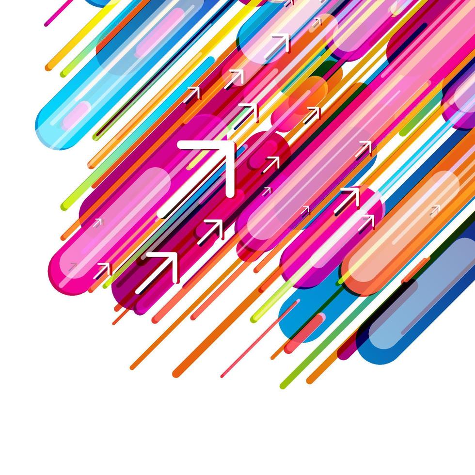 Trendy geometric style abstract background with colorful lines and arrows. Vector illustration.