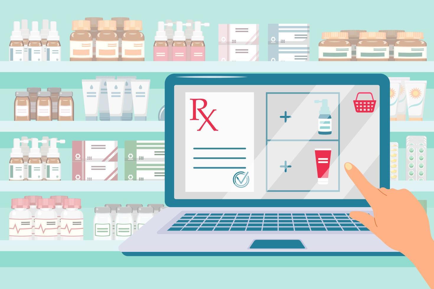 Form RX for online purchase of drugs at pharmacy. Selling prescription drugs online. vector