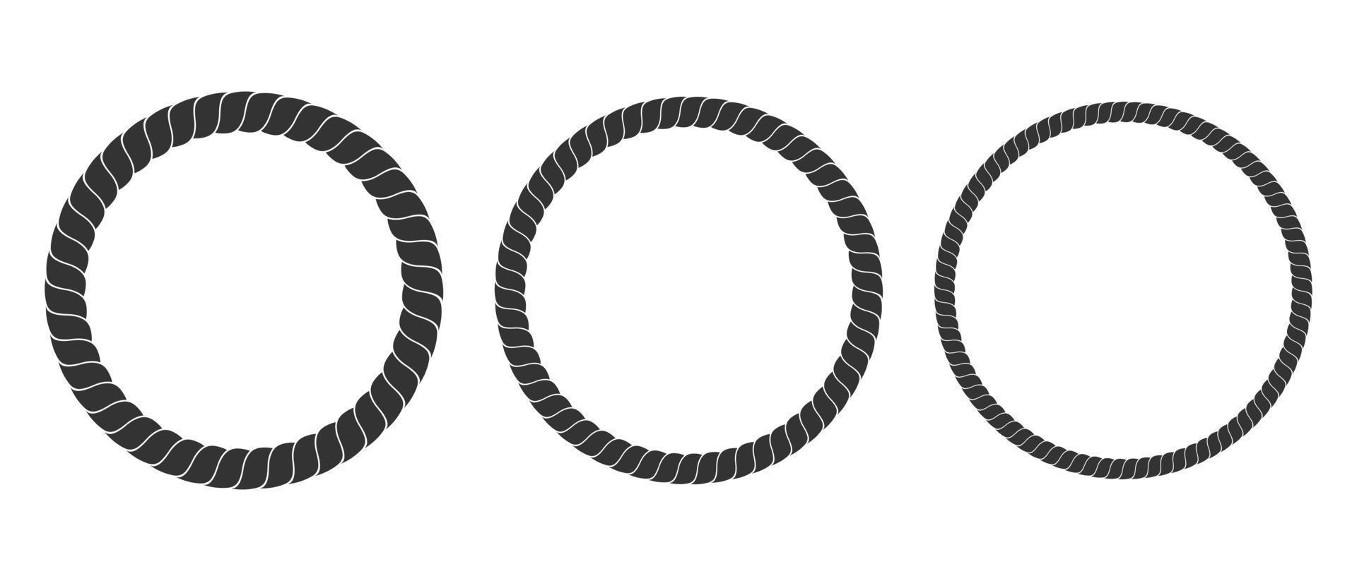 Rope rope circle. Vector illustration of a black nautical lasso
