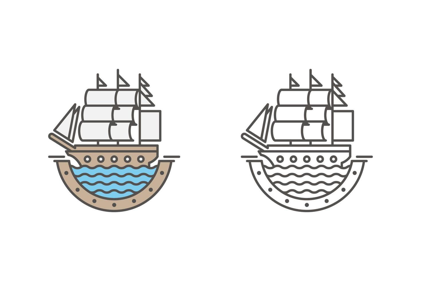 ilustración de velero estilo monoline o line art vector