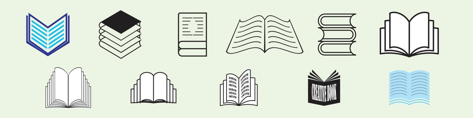 Set of literature, planners with bookmarks, Book icons set, vector illustration, Simple book symbol, Books Icons, Vector icon for web, Editable Stroke, Set of hand drawn educational, Stack of books.