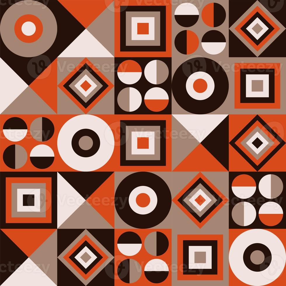 patrón neo geométrico. estilo abstracto moderno. objetos naranjas y marrones foto