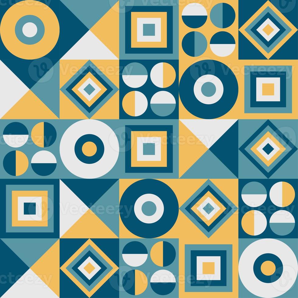 Colorful geometric pattern. Modern abstract style. Yellow and blue objects photo