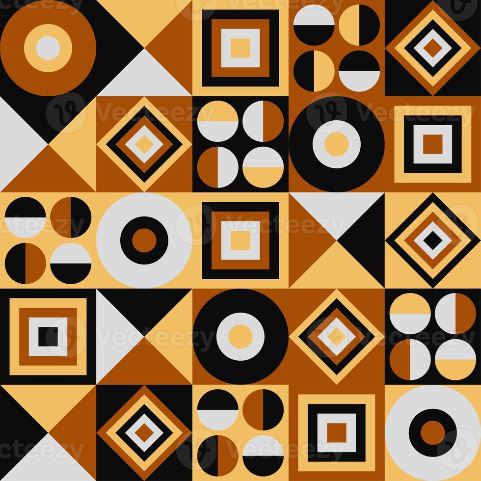 Neo geometric pattern. Modern abstract style. Yellow and brown objects photo