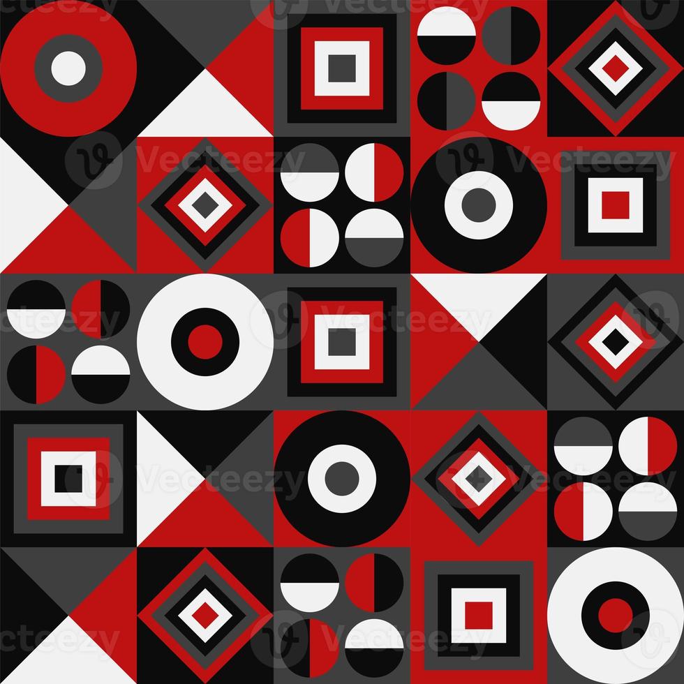 Neo geometric pattern. Modern abstract style. Red, gray and white objects photo