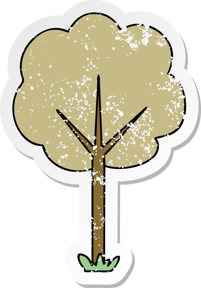 distressed sticker of a quirky hand drawn cartoon tree vector