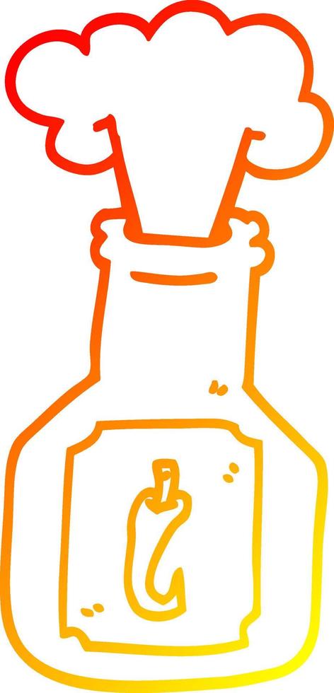 warm gradient line drawing cartoon hot chili sauce vector