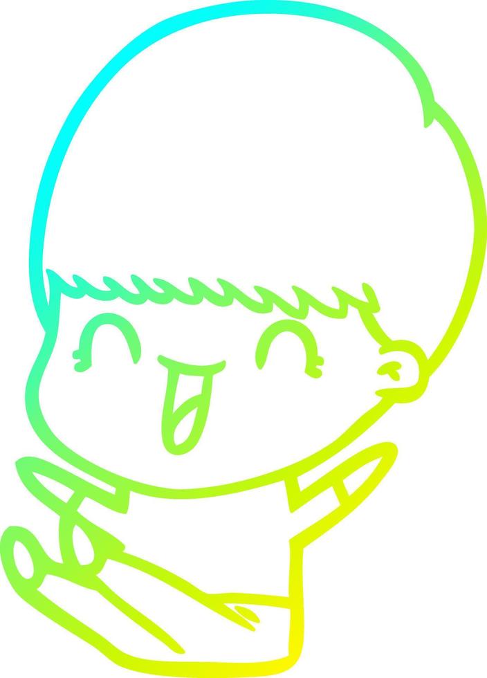 cold gradient line drawing happy cartoon boy vector