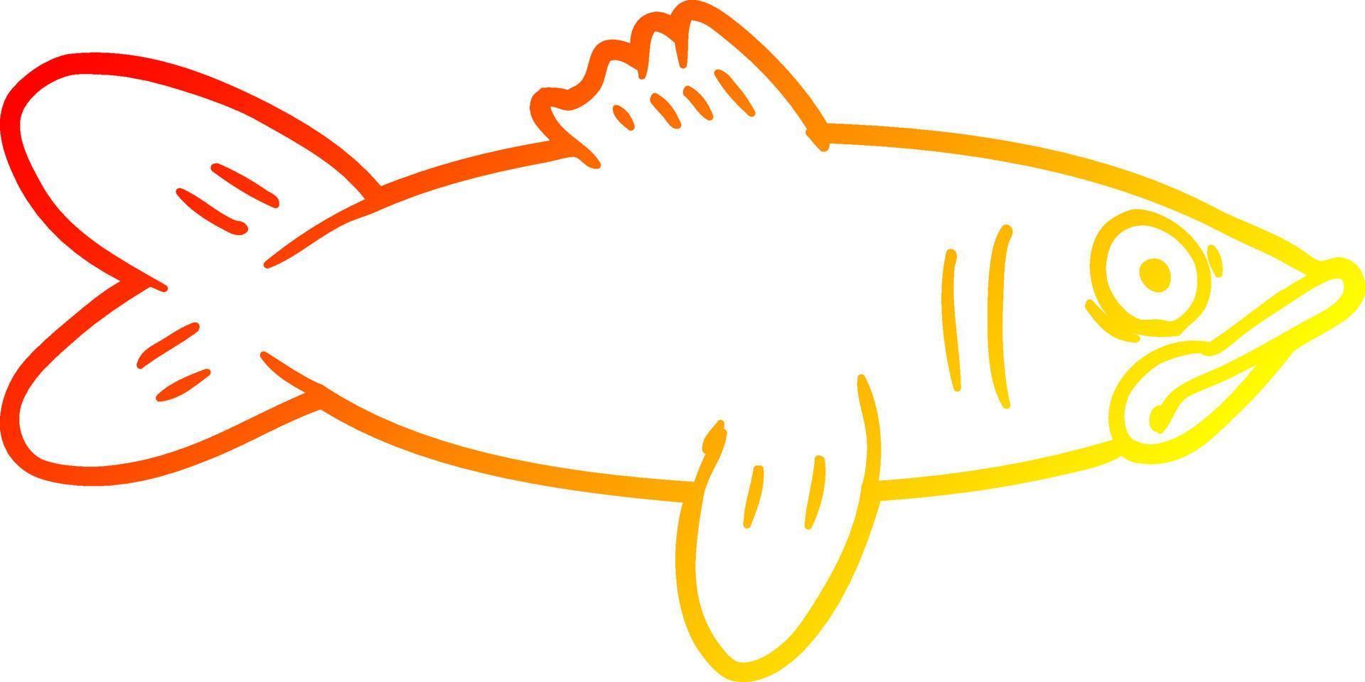 warm gradient line drawing cartoon fish vector