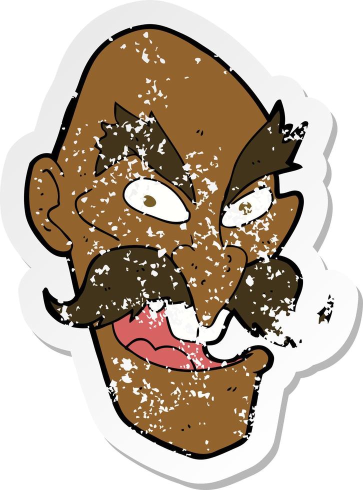 retro distressed sticker of a cartoon evil old man face vector