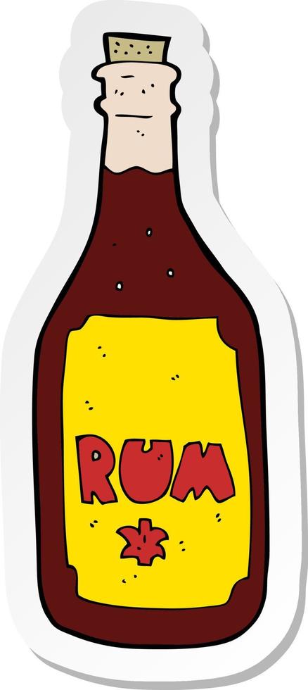 pegatina de una botella de ron de dibujos animados vector