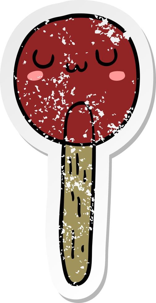 distressed sticker of a cartoon lollipop vector