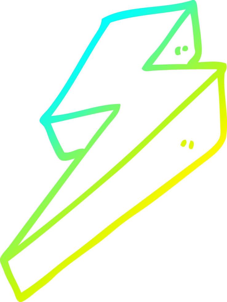 cold gradient line drawing cartoon thunder bolts vector