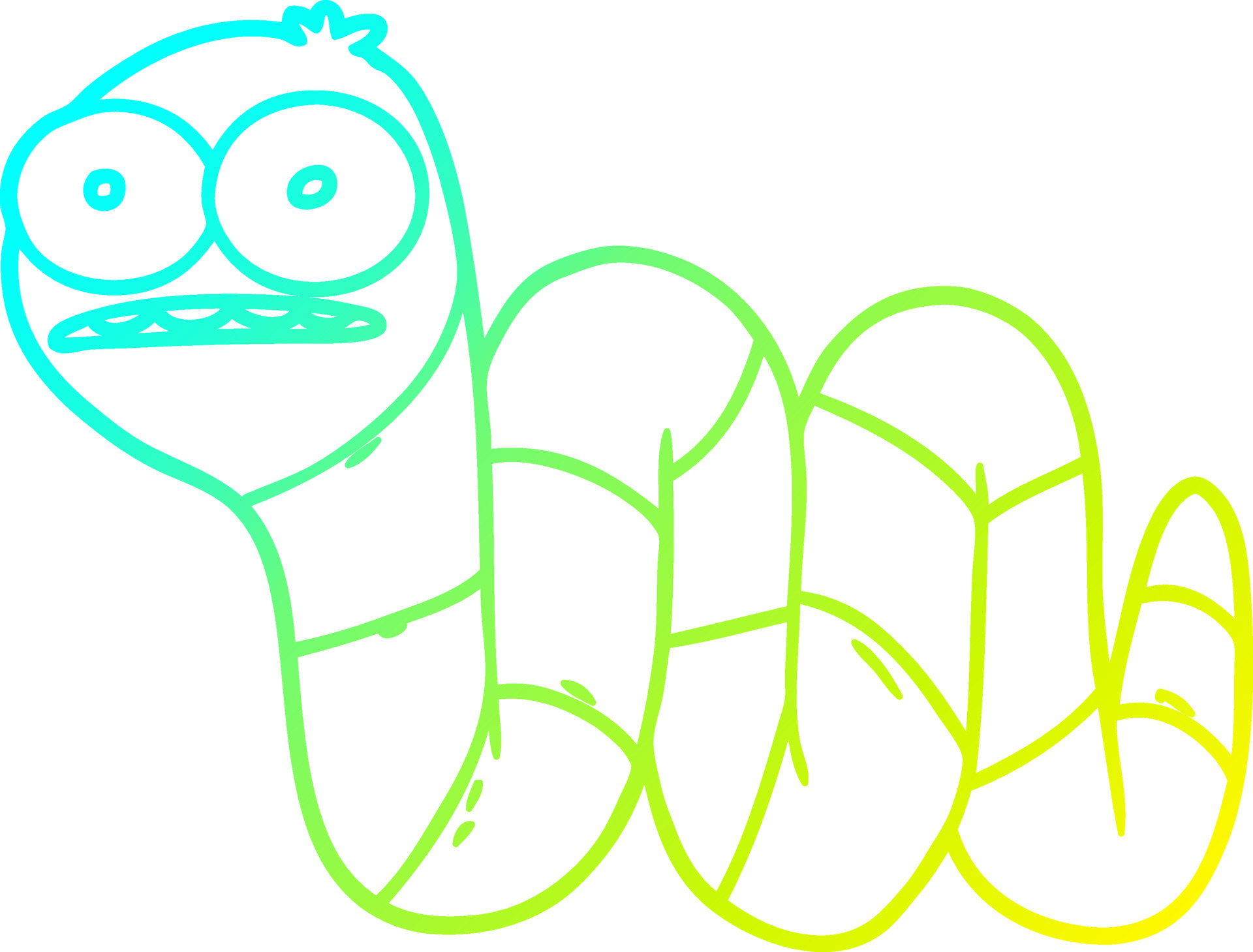 cold gradient line drawing cartoon nervous worm 10555132 Vector Art at  Vecteezy