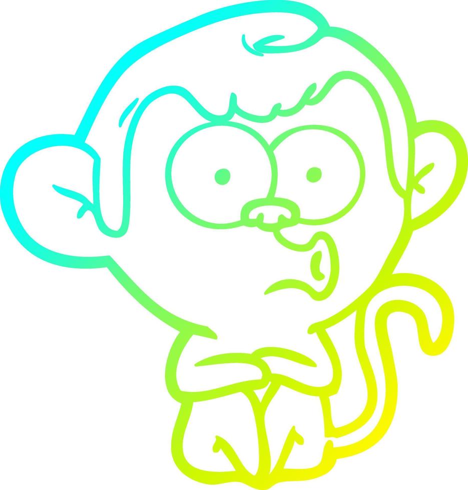 cold gradient line drawing cartoon hooting monkey vector