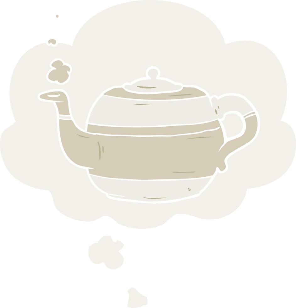 cartoon teapot and thought bubble in retro style vector