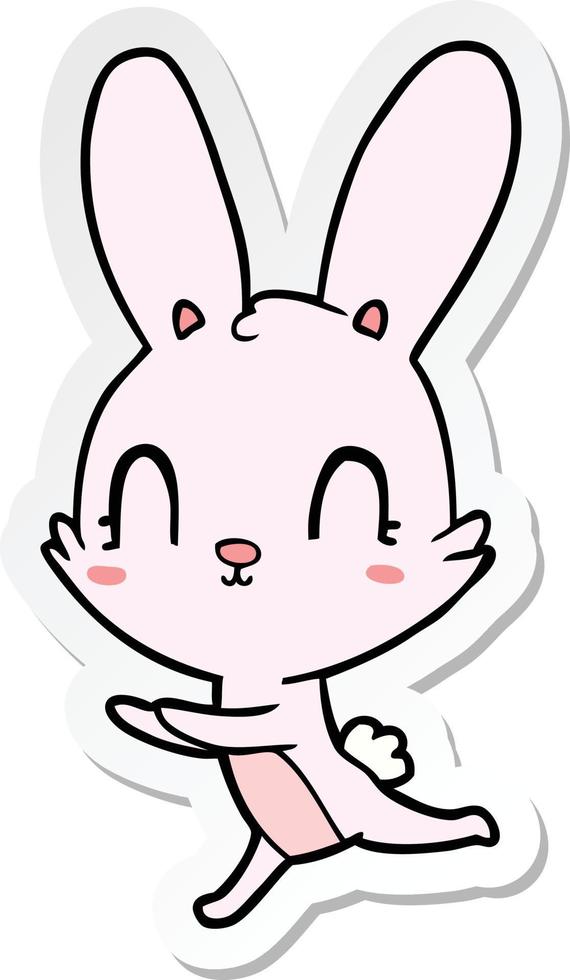 sticker of a cute cartoon rabbit vector