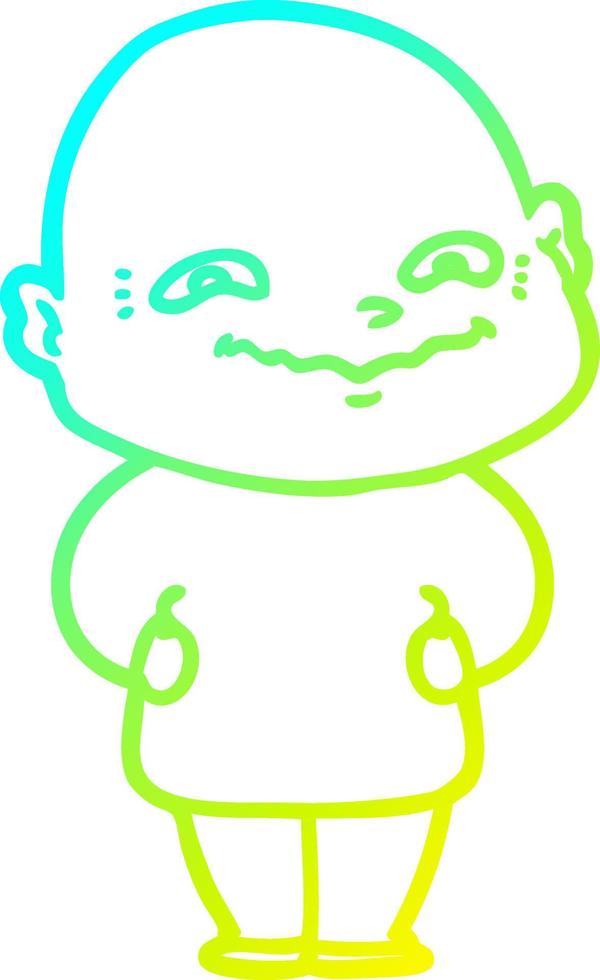 cold gradient line drawing cartoon creepy guy vector