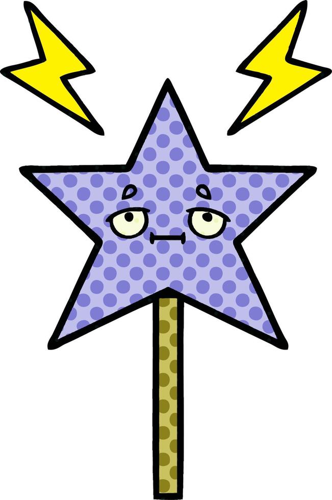comic book style cartoon magic wand vector