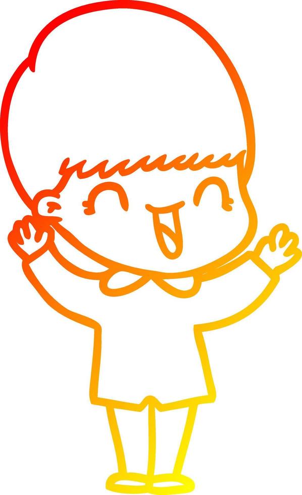 warm gradient line drawing happy cartoon boy vector