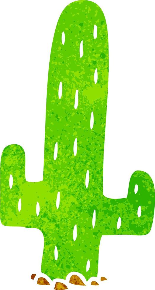retro cartoon doodle of a cactus vector