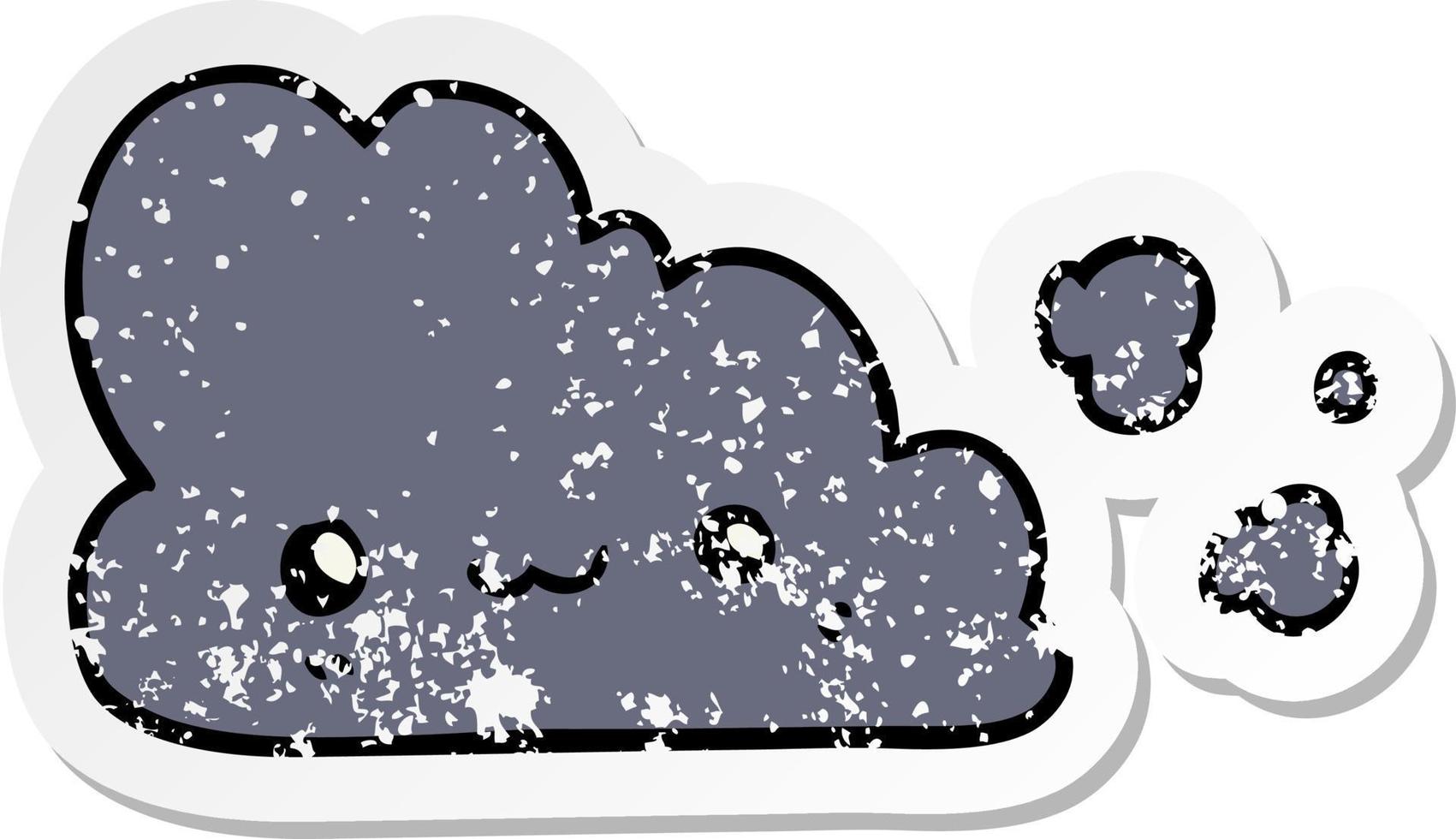 distressed sticker of a cute cartoon cloud vector