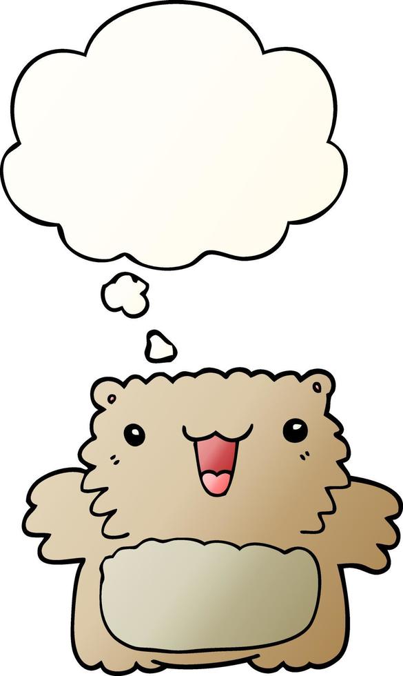 cartoon bear and thought bubble in smooth gradient style vector