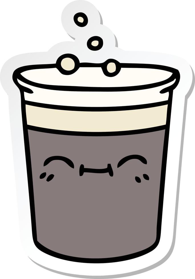 sticker of a quirky hand drawn cartoon glass of stout vector