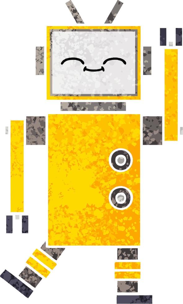 retro illustration style cartoon robot vector