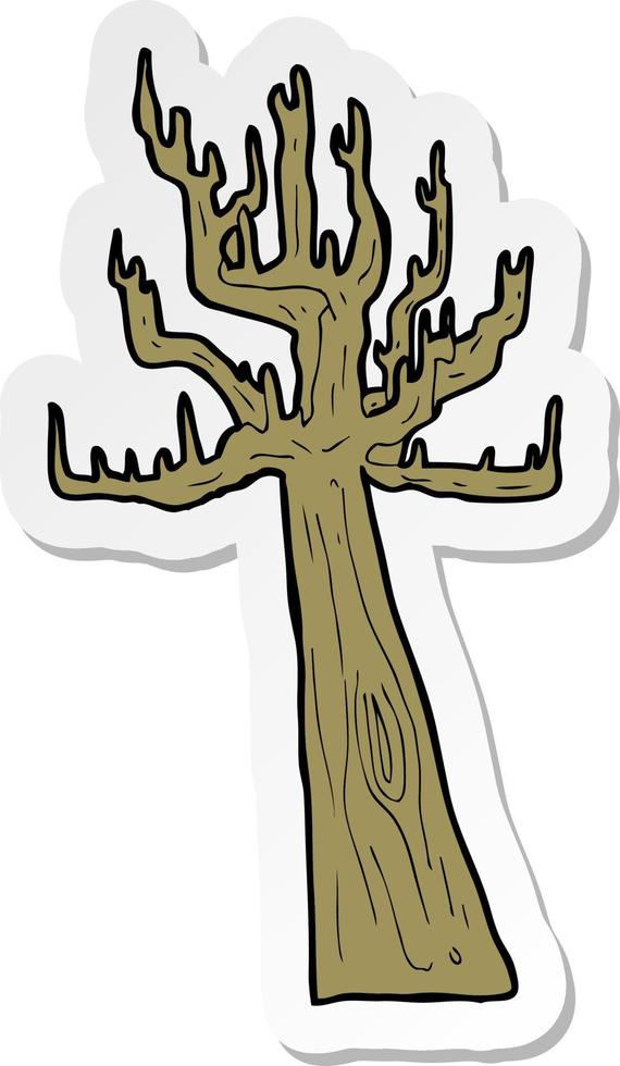 pegatina de una vieja caricatura de árbol desnudo vector