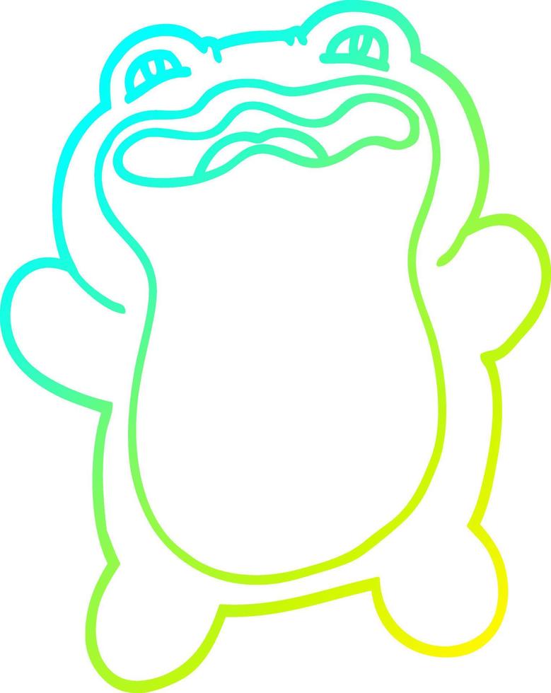 cold gradient line drawing funny cartoon frog vector