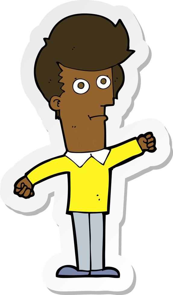 sticker of a cartoon man punching vector