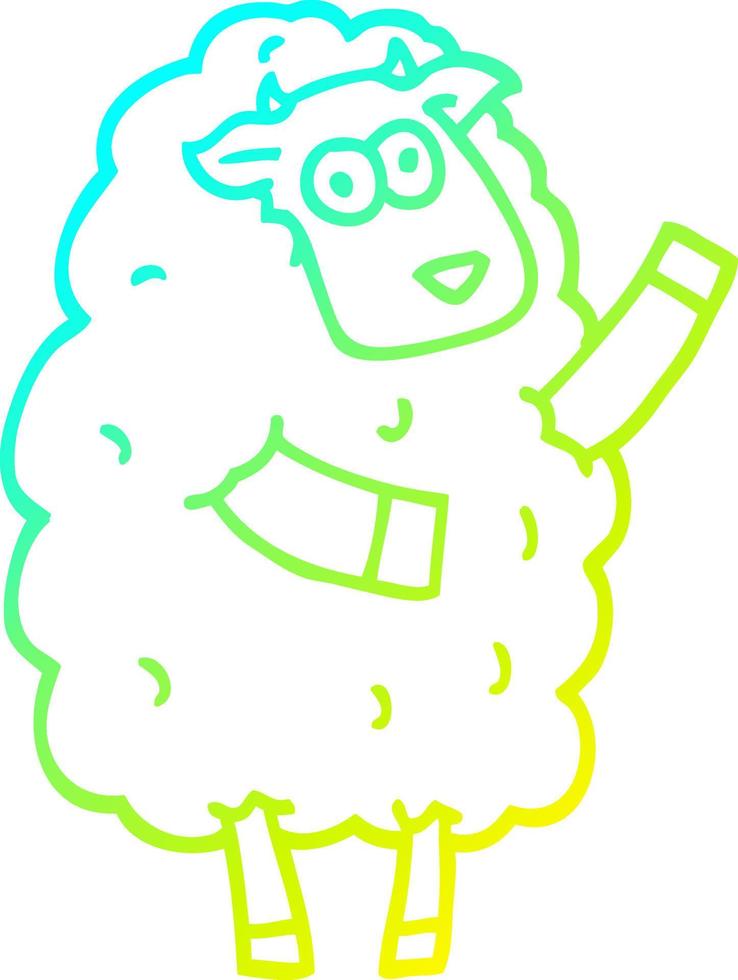 cold gradient line drawing cartoon sheep vector
