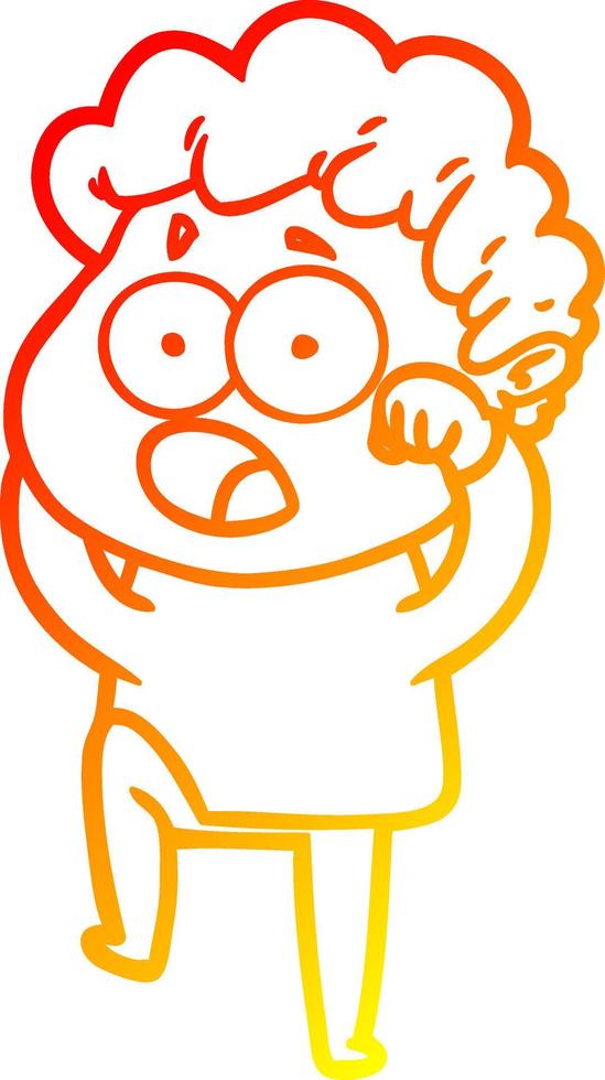 warm gradient line drawing cartoon man gasping in surprise vector