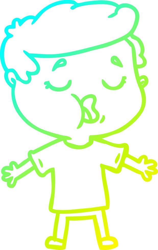cold gradient line drawing cartoon man talking vector