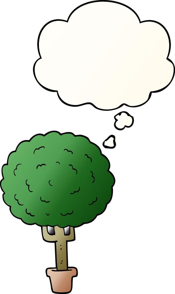 cartoon tree and thought bubble in smooth gradient style vector