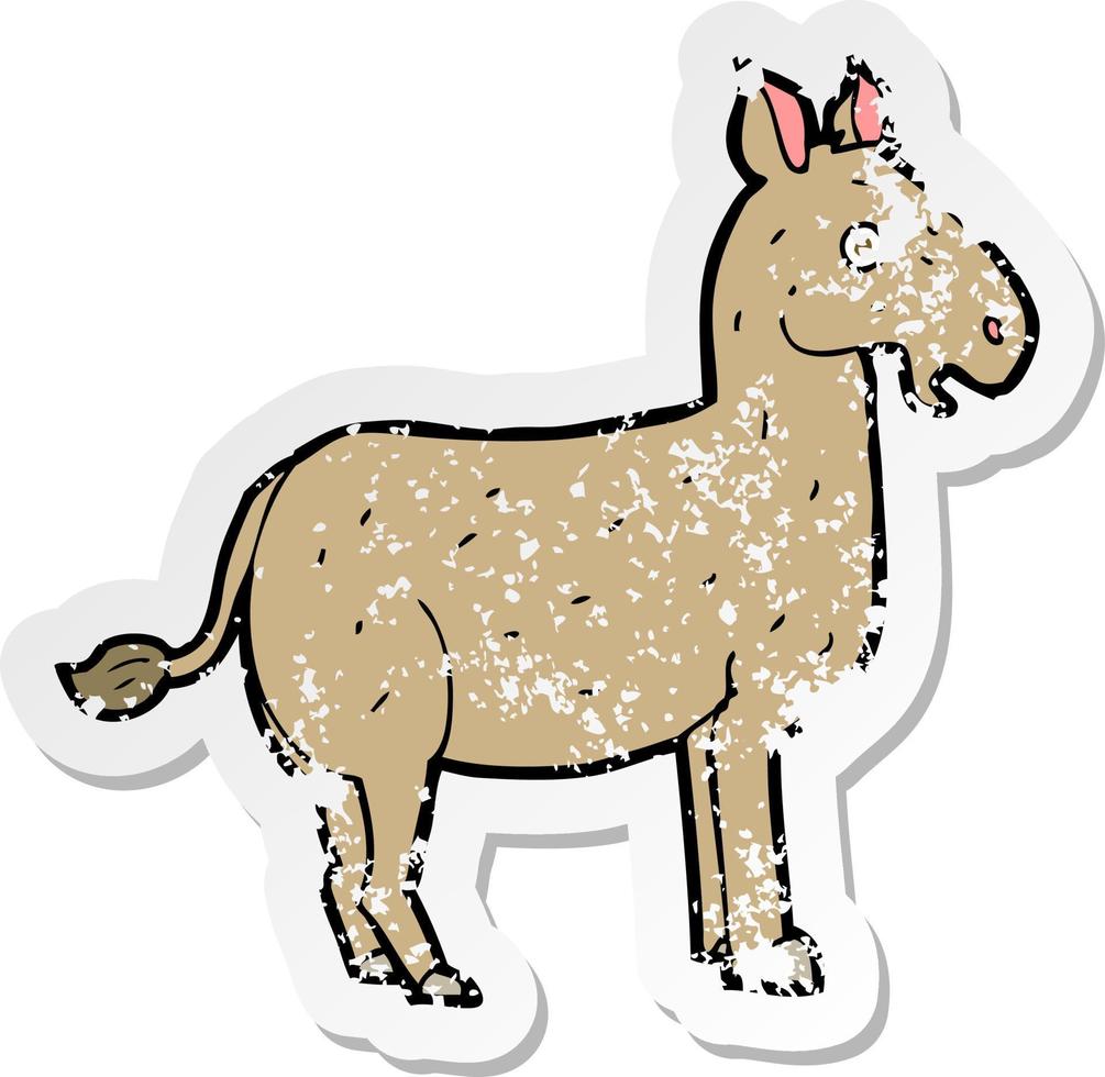 retro distressed sticker of a cartoon mule vector