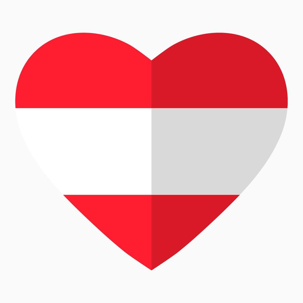 Flag of Austria in the shape of Heart, flat style, symbol of love for his country, patriotism, icon for Independence Day. vector