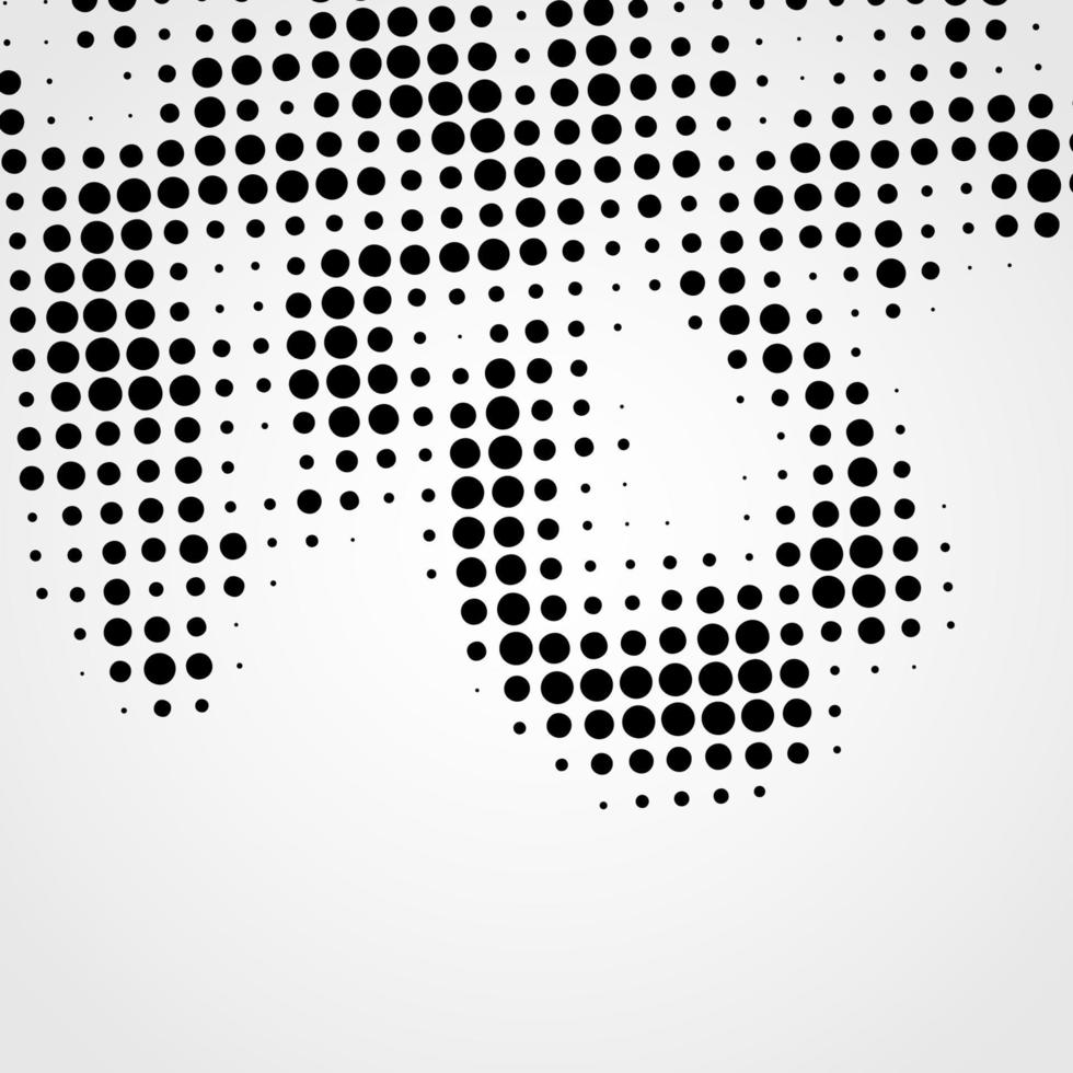 elemento de diseño de puntos negros vectoriales abstractos de semitono aislado en un fondo blanco. vector
